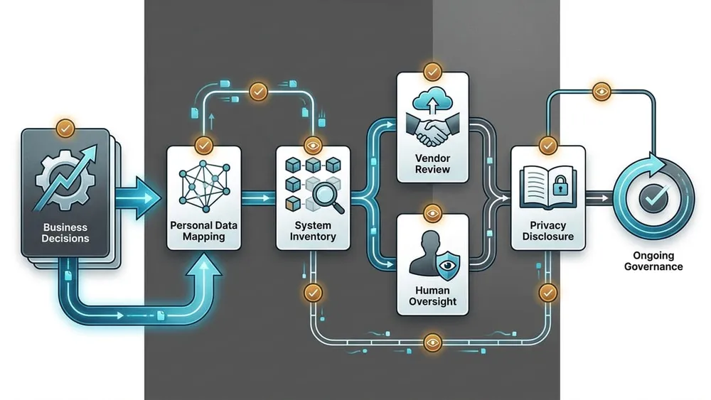 Automated decision-making privacy audit workflow mapping decisions personal data systems vendors disclosures and governance