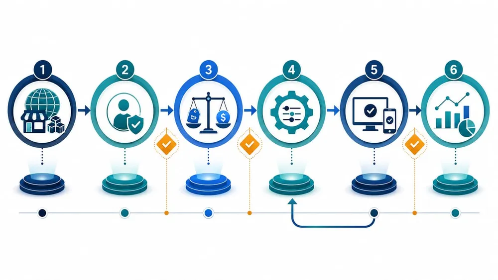 Six-stage workflow for removing card surcharges from business systems