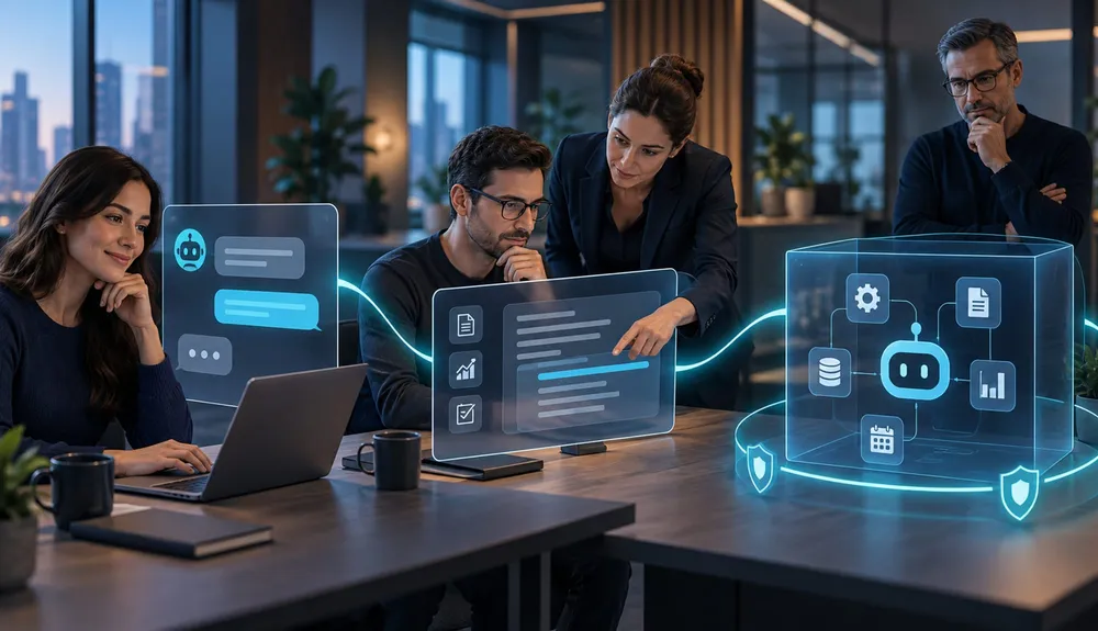 Three levels of AI assistance from conversation to guided work and bounded autonomous action