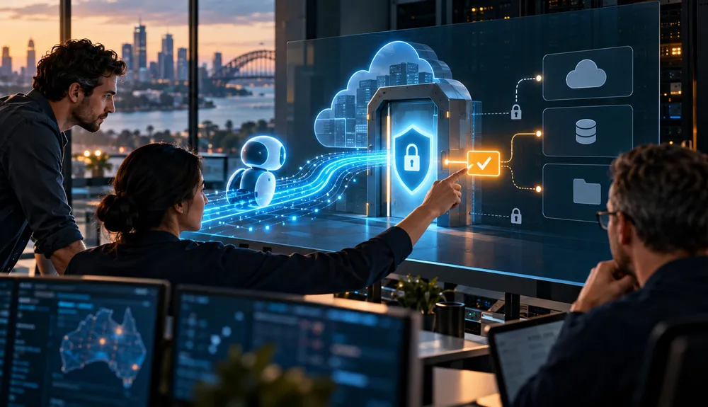 Technology team approving secure, limited access for an AI cloud agent
