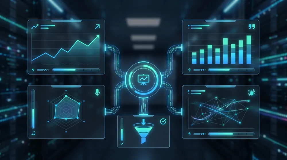 Monthly AI search scorecard showing referrals, citations, prompts, crawler activity, and conversions