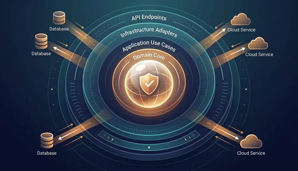 Onion Architecture in .NET showing domain application infrastructure and presentation layers