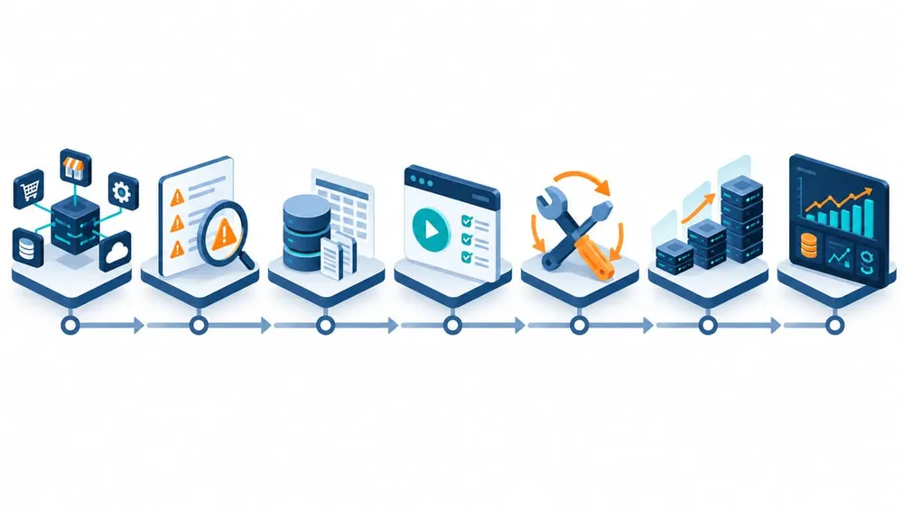 Seven-stage workflow for testing and releasing a Shopify API upgrade