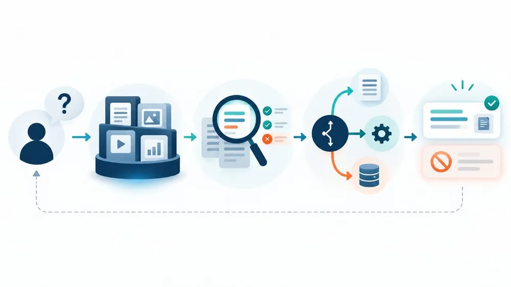 Four-layer workflow for grounded Sitecore Search AI answers