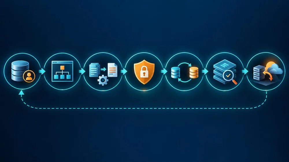 Seven-stage external data to SitecoreAI search integration workflow