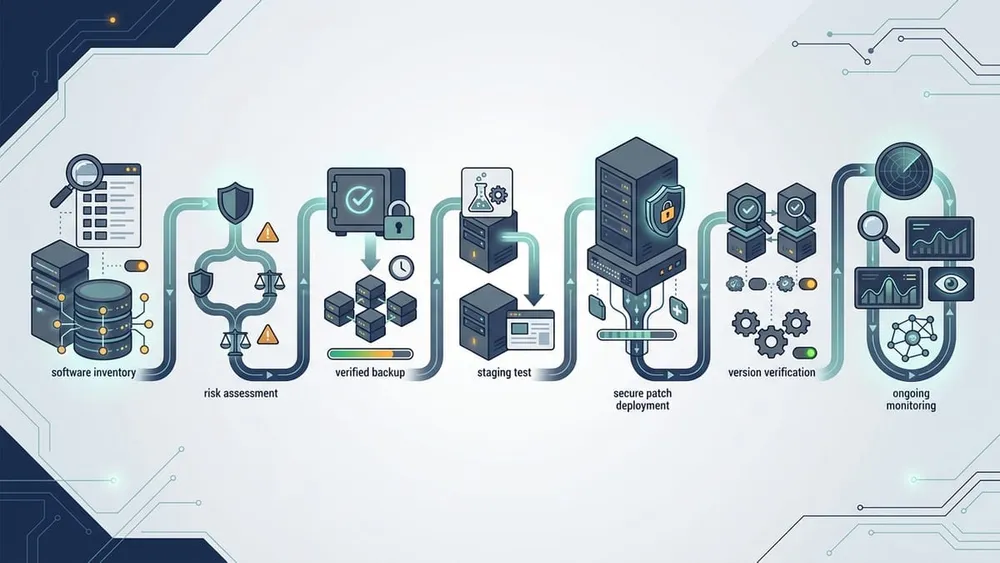 Umbraco security response workflow from version inventory through testing patching verification and monitoring