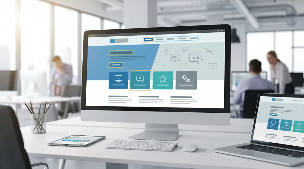 Accessible website design concept showing inclusive digital interfaces with keyboard navigation and WCAG-focused design