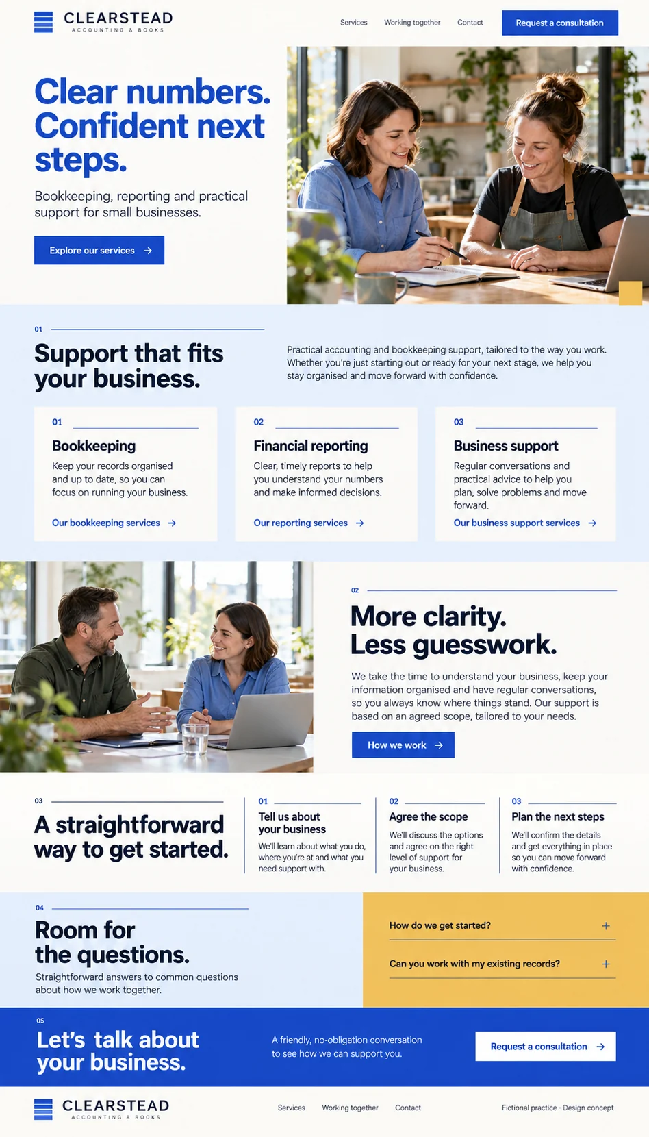 Clearstead Accounting & Books home page design preview