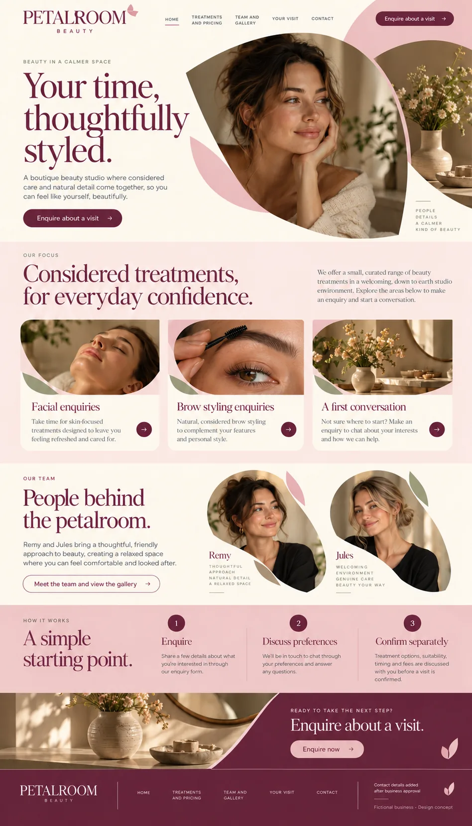Petalroom Beauty home page design preview
