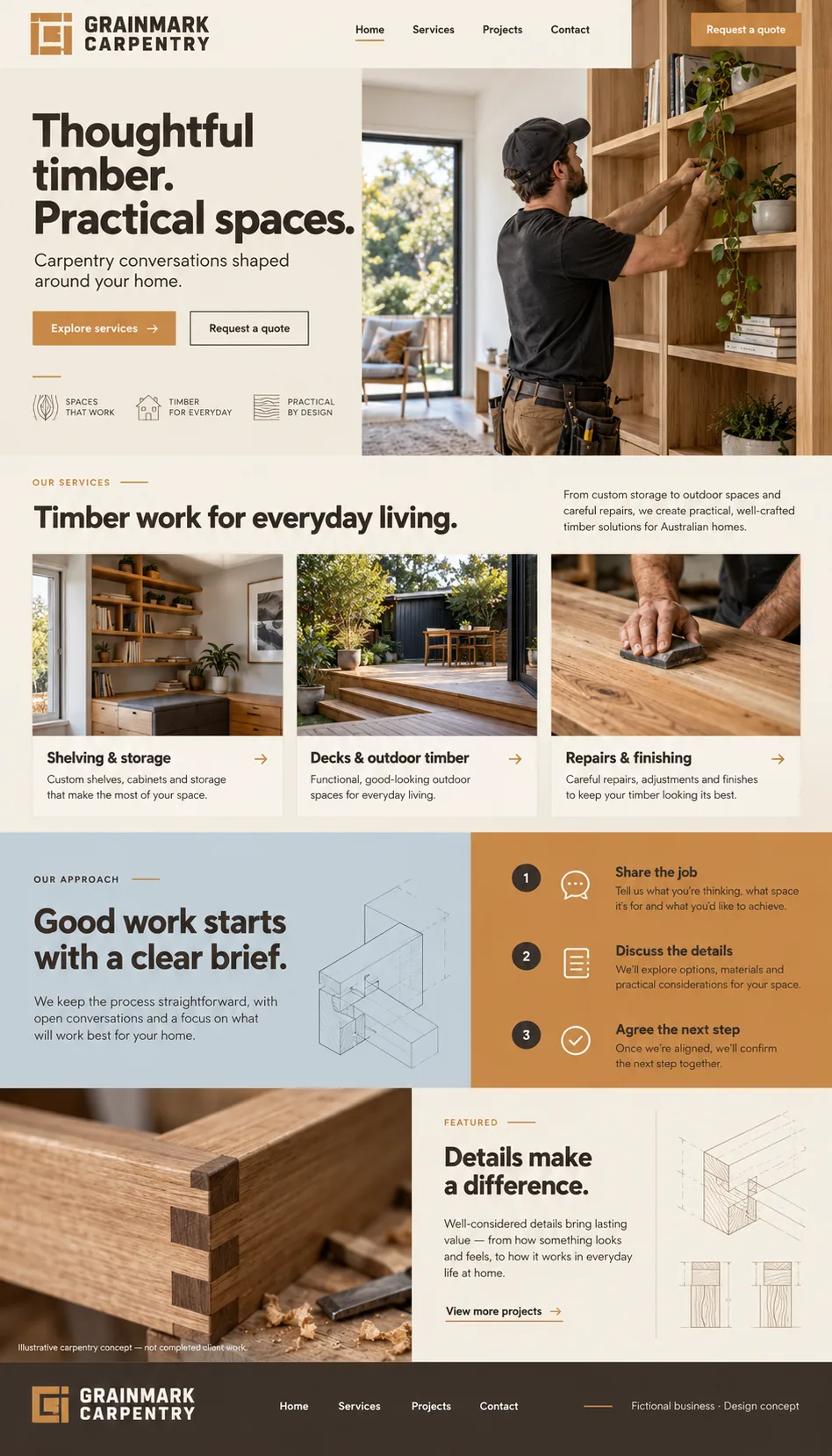 Grainmark Carpentry home page design preview