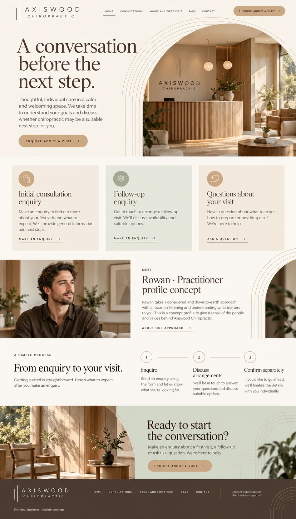 Axiswood Chiropractic home page design preview