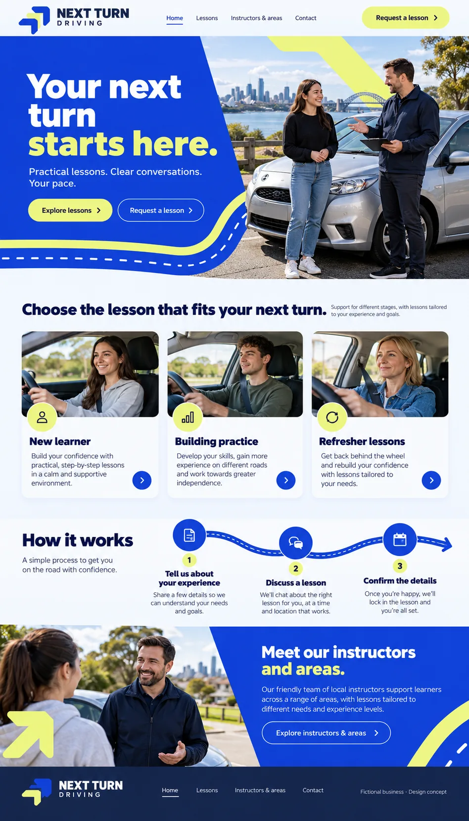 Next Turn Driving home page design preview