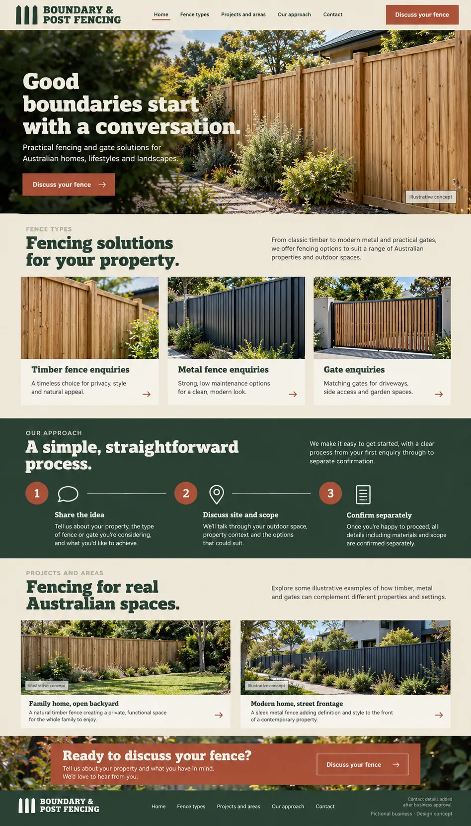 Boundary & Post Fencing home page design preview