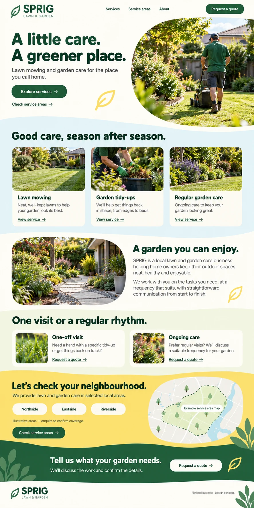 Sprig Lawn & Garden home page design preview