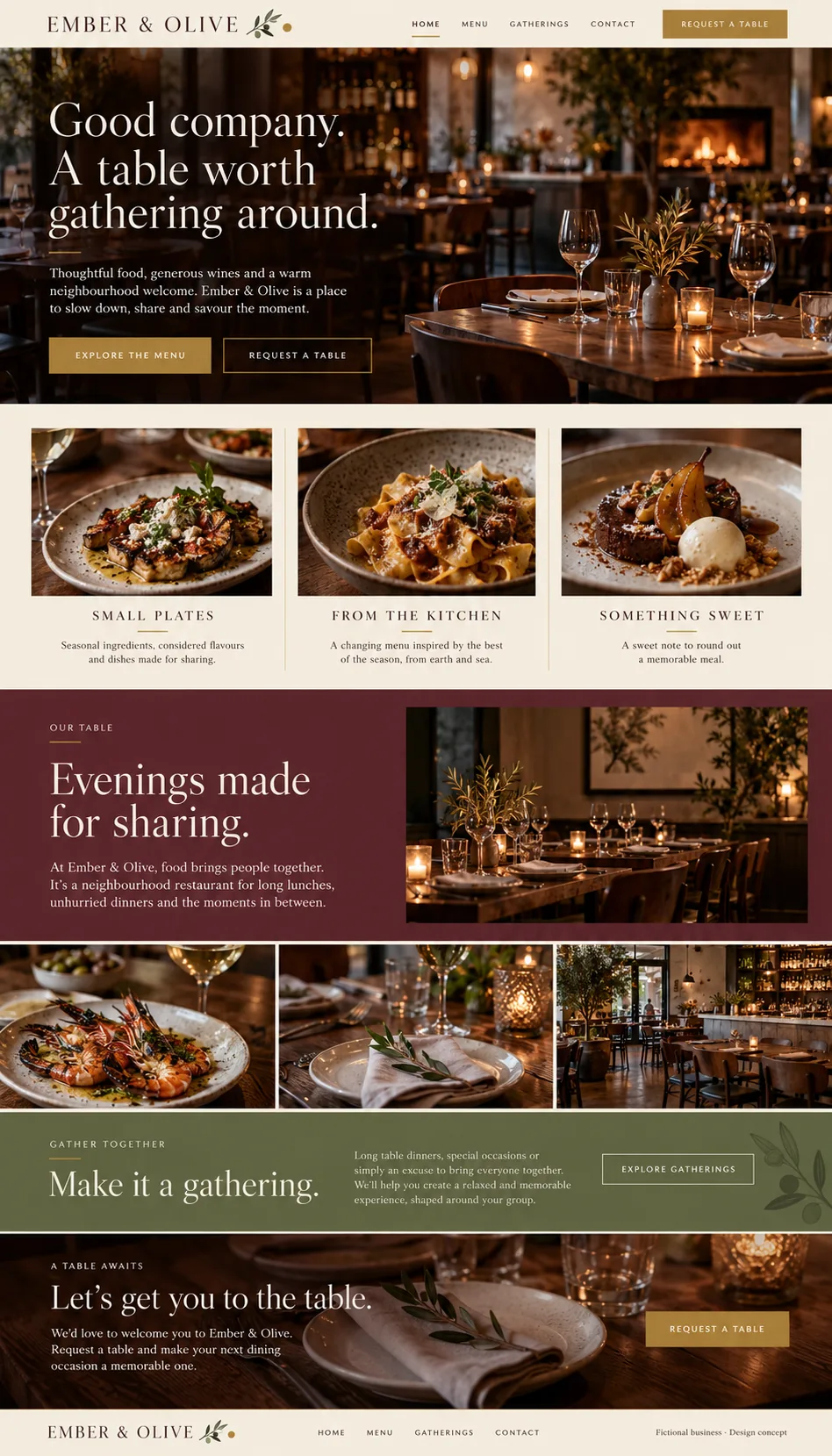 Ember & Olive home page design preview