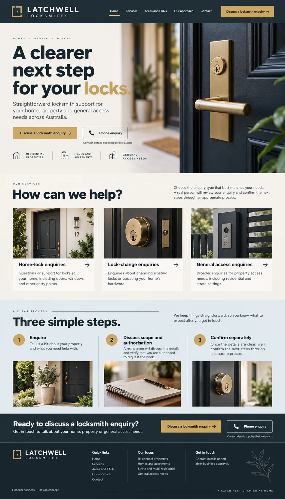 Latchwell Locksmiths home page design preview