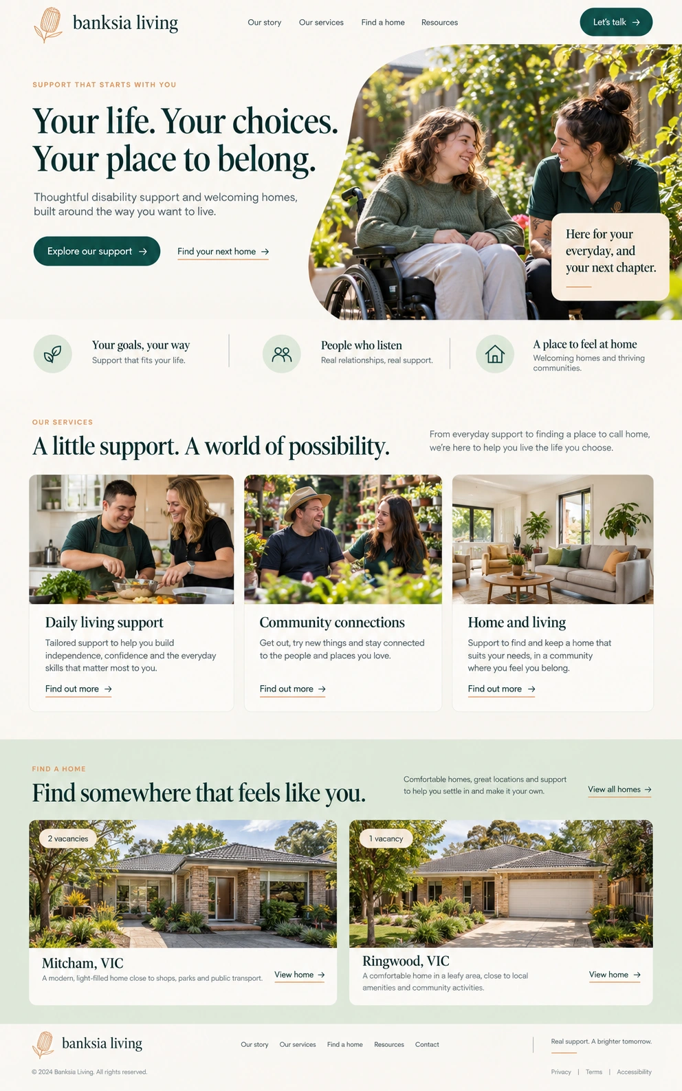 Banksia Living home page design preview