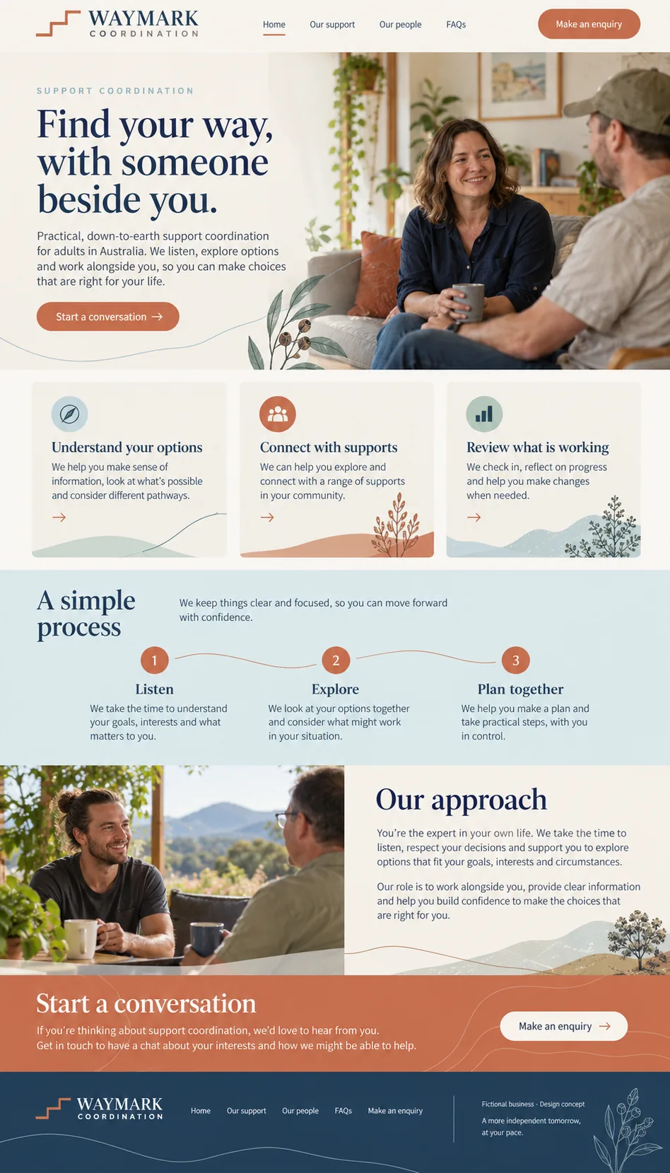 Waymark Coordination home page design preview