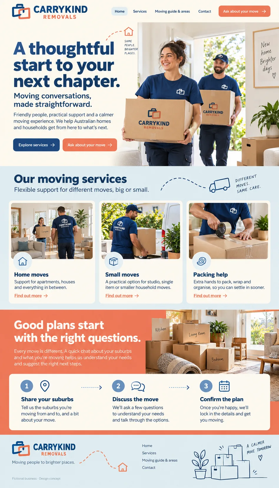 Carrykind Removals home page design preview