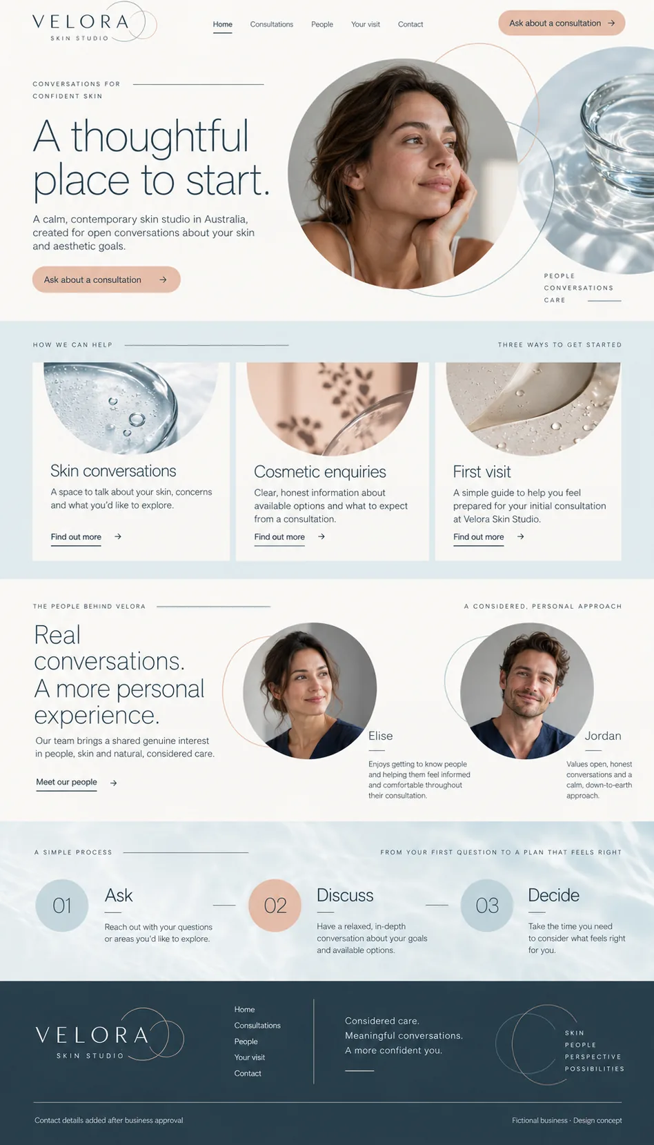 Velora Skin Studio home page design preview
